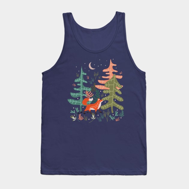 Evergreen Fox tale Tank Top by elenorDG